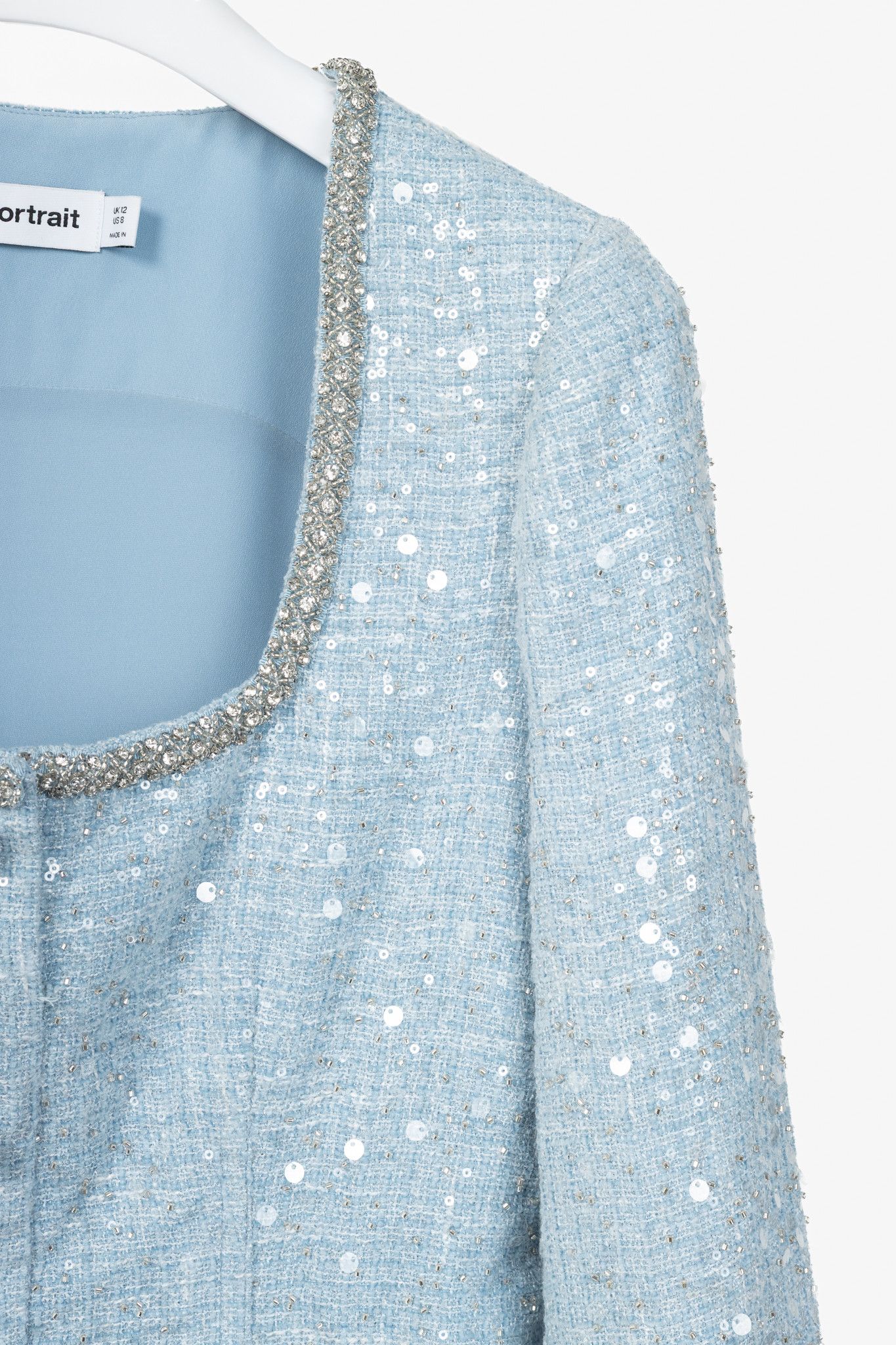 Self-Portrait Self-Portrait SS24 Blue Sequin Boucle Feather Mini Dress Size M / US 6-8 / IT 42-44 - 5 Thumbnail