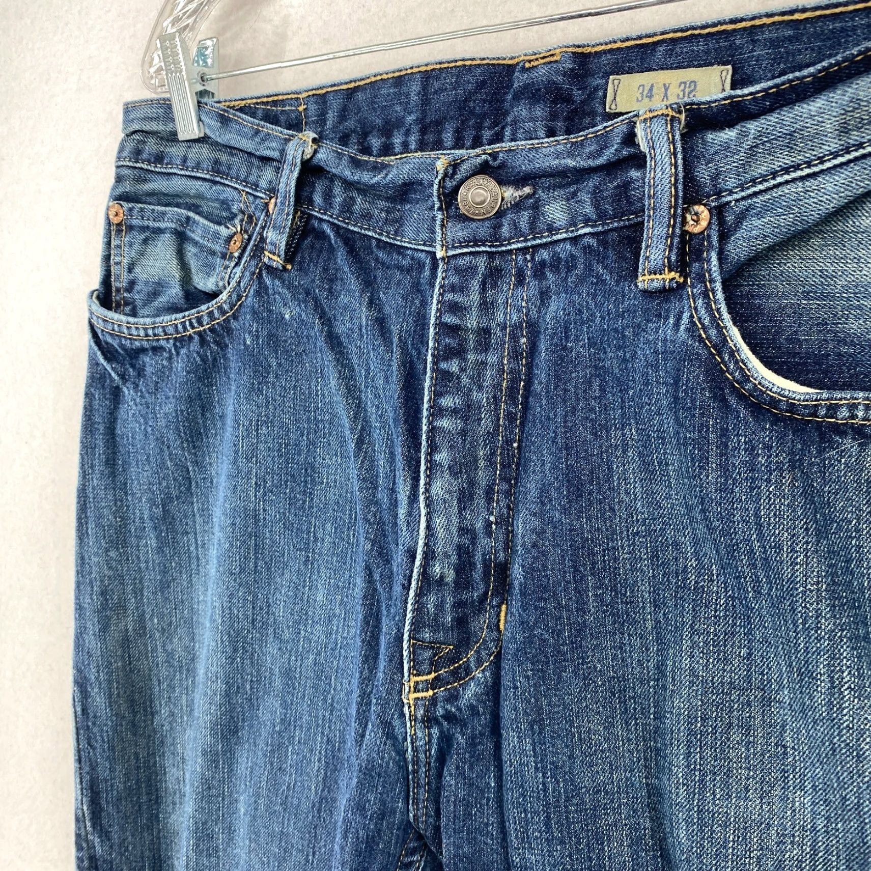 POLO RALPH LAUREN Jeans Mens 34 x 28.5 Classic Fit 5-Pocket Denim Cotton Blue