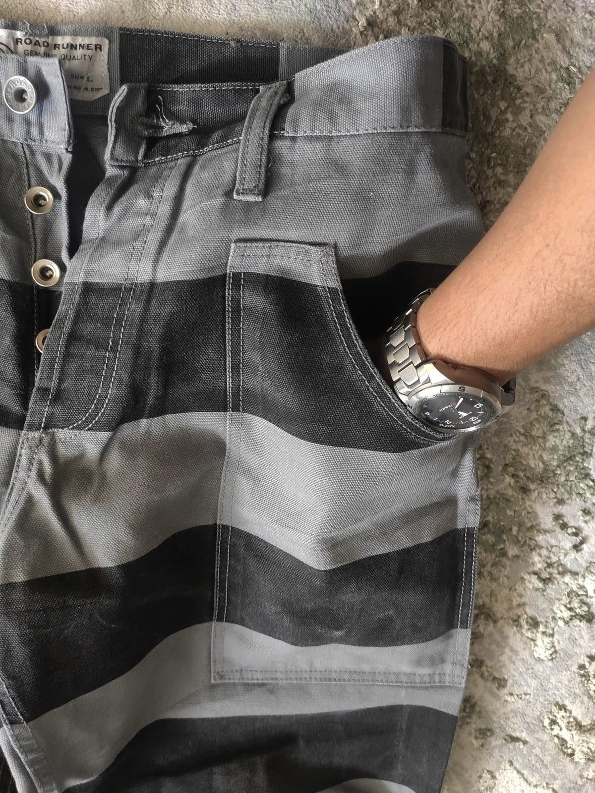 Japanese Brand 💥Biker Style💥Road Runner Prisoner Stripe Sturdy Pant F469 Size US 33 - 6 Thumbnail
