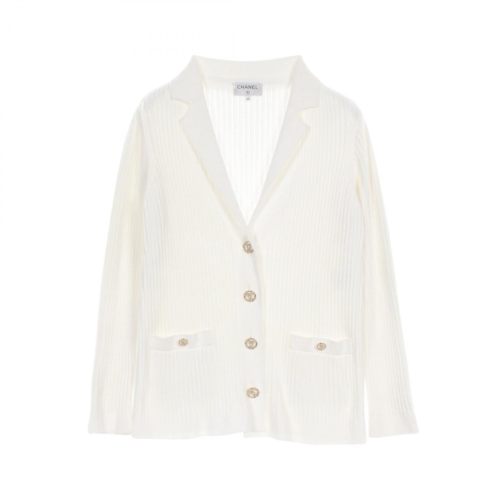 Chanel Chanel Chanel Coco Mark Button Cotton Cardigan Cotton Tops P63091K48814 Size ONE SIZE - 1 Thumbnail