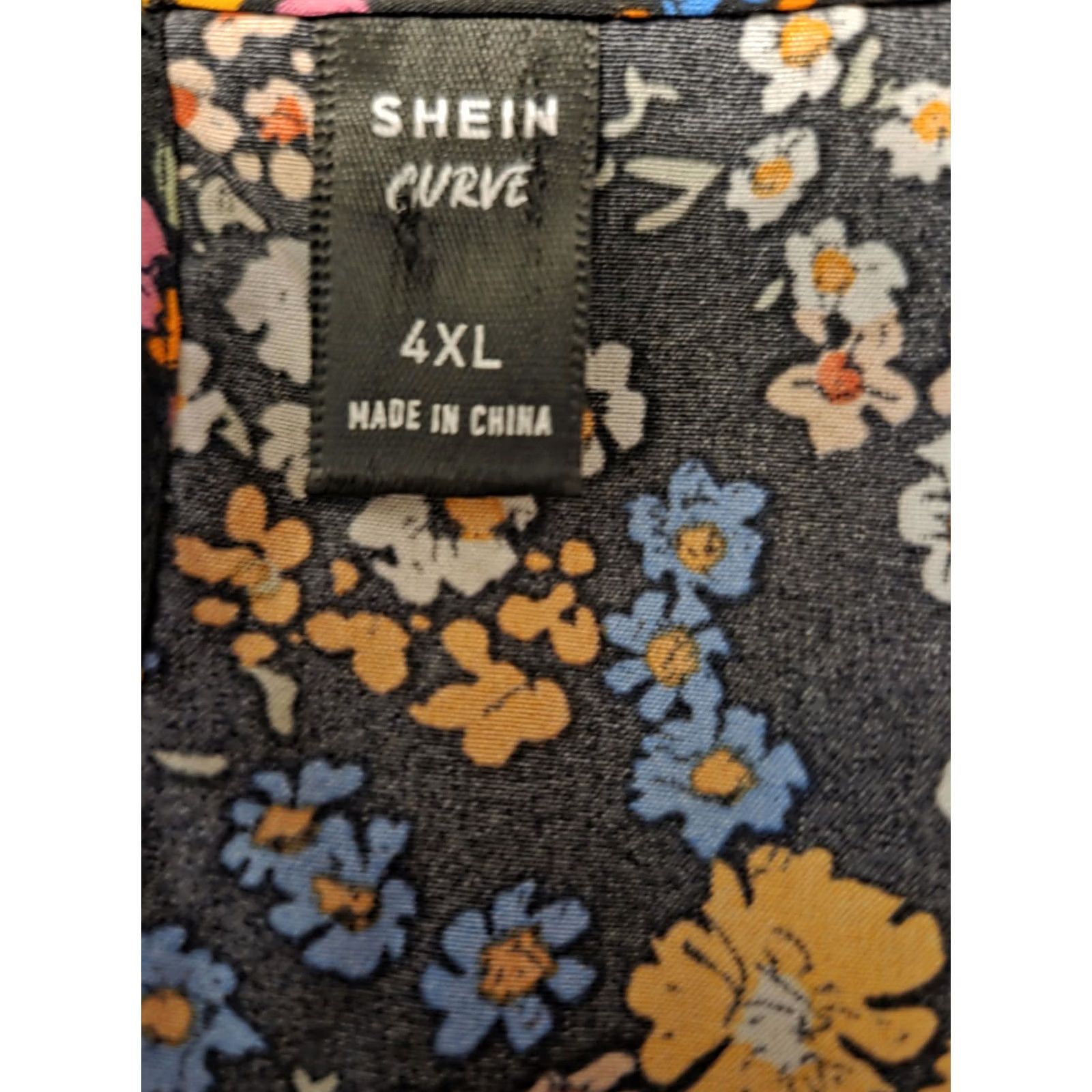 Shein SHEIN Curve 4XL Floral Print Cap Sleeve A-Line Dress Short Sleeve Knee Length Casual Women Multicolor Summer Size 40" / US 18 - 7 Thumbnail