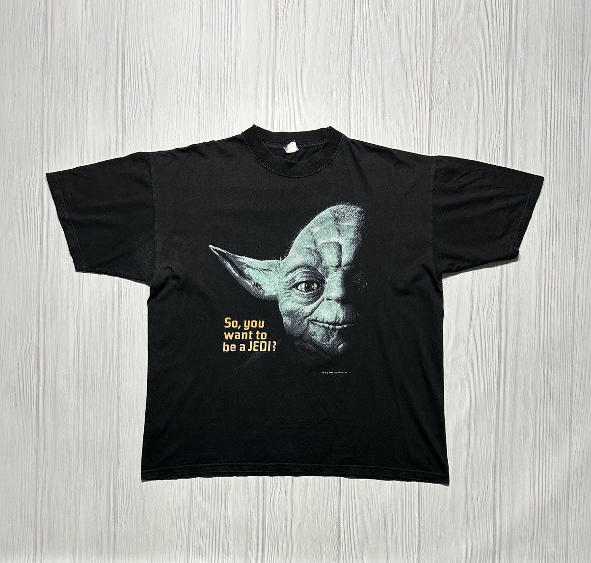 Vintage RARE Vintage 1996 Yoda Want to Be Jedi Star Wars T-Shirt Size US L / EU 52-54 / 3 - 1 Thumbnail