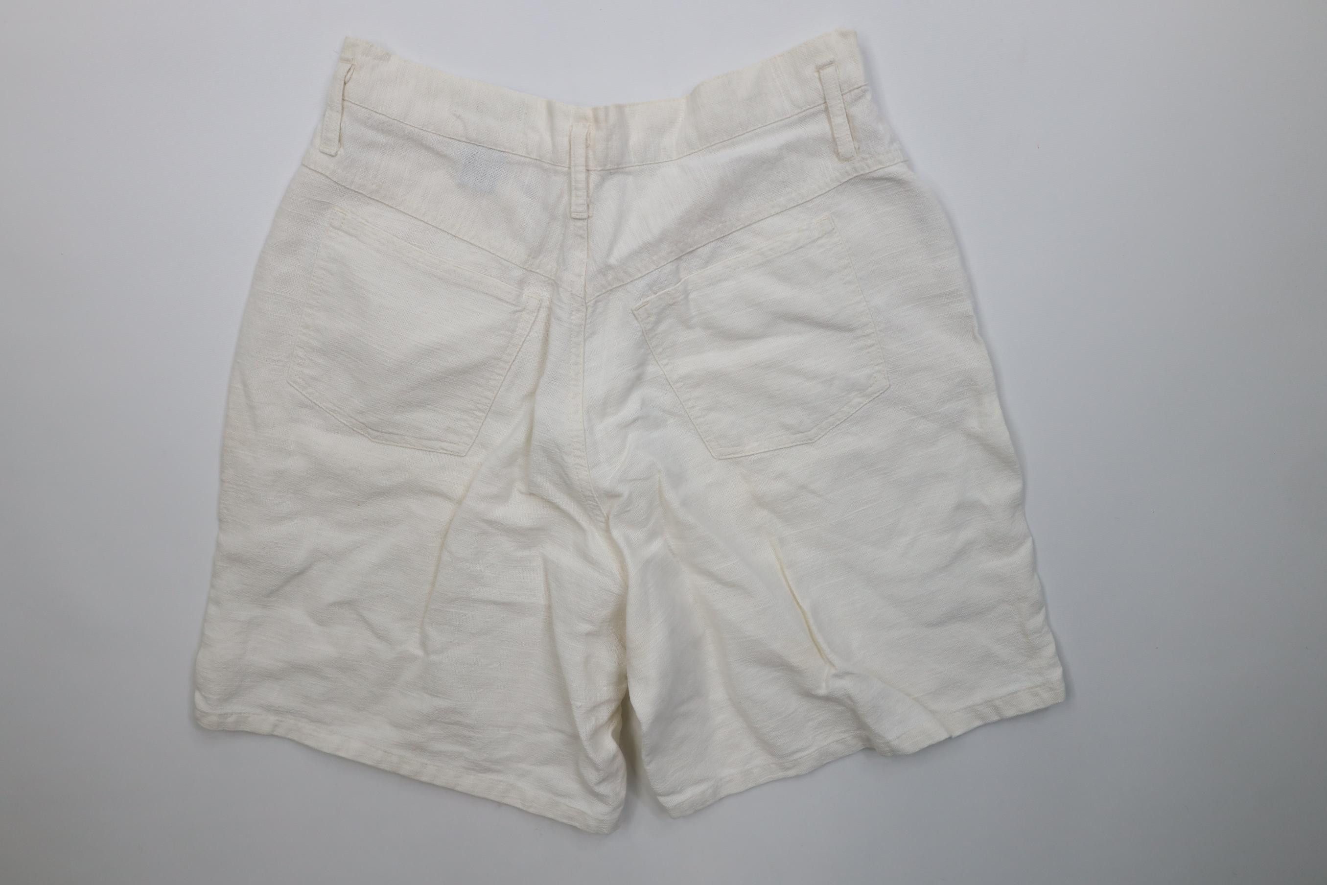Vintage Vintage 80s 90s Streetwear Weave Shorts Cream Ramie Cotton Size 30" / US 8 / IT 44 - 8 Thumbnail