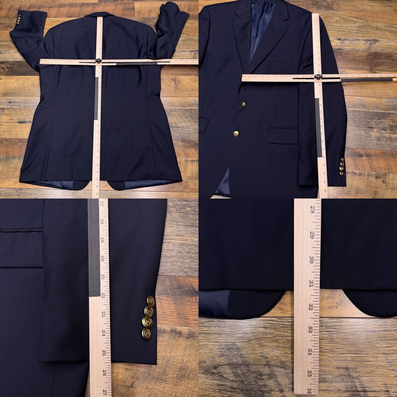 Chaps Chaps Sport Coat Blazer Navy Blue 42R Wool Four-Button Notch Lapel Regular Single-Breasted Dry Clean Only Men Size 42R - 9 Thumbnail