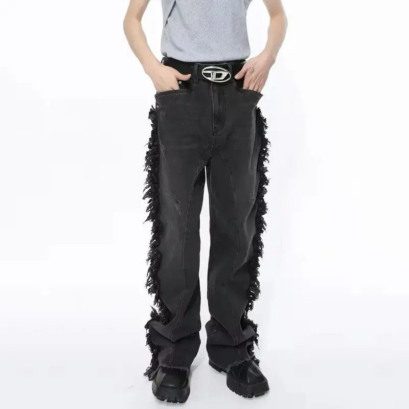 Japanese Brand Design Streetwear Splicing Distressed Jeans Pants Size US 30 / EU 46 - 2 Thumbnail