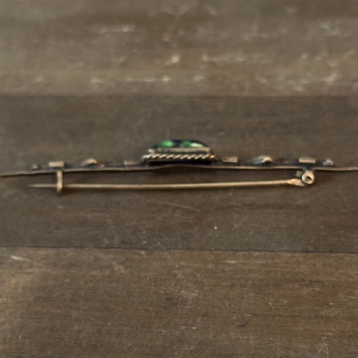 Other Antique long brooch with blue and foil green stone Size ONE SIZE - 7 Thumbnail