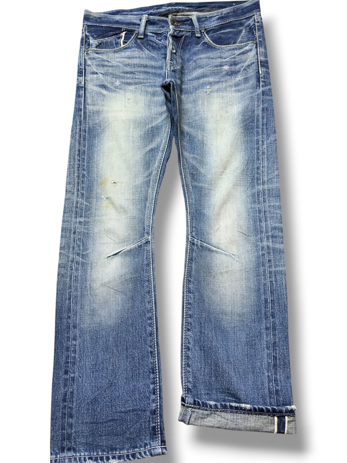 GOSTAR DE FUGA Vintage Go Star De Fuga Selvedge Faded Twisted Leg Denim Size US 31 - 1 Thumbnail