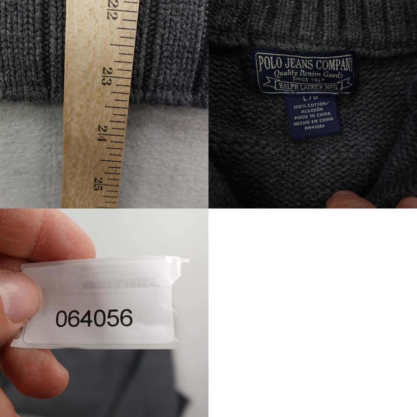 Ralph Lauren Ralph Lauren Sweater Mens Large Gray 1/2 Zip Pullover Knit Cotton Mock Neck Polo Jeans Co Größe L - Casual Wear Mens Size US L / EU 52-54 / 3 - 8 Thumbnail