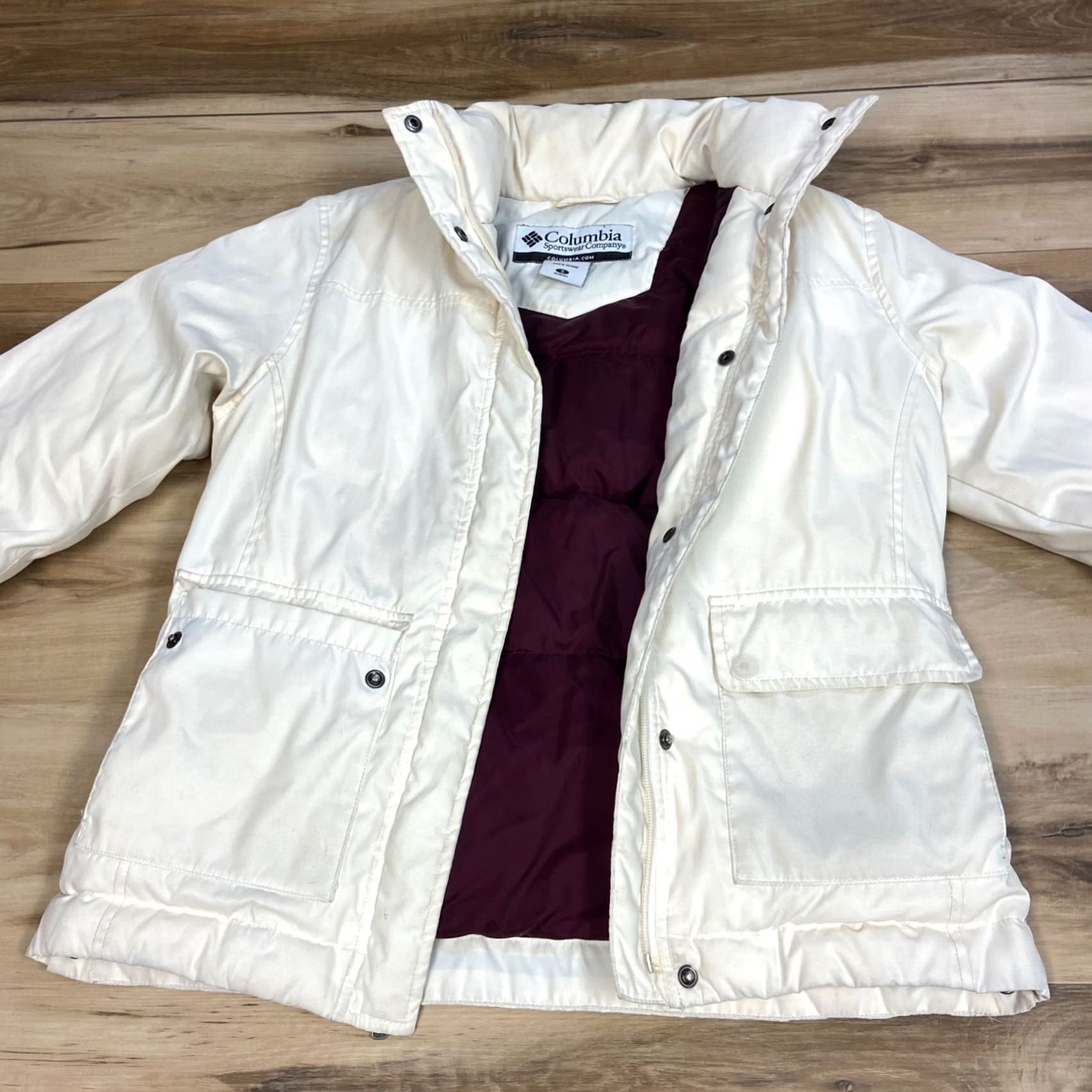 Vintage VINTAGE Columbia Jacket Womens Small Down Ivory Full Zip Snap Pockets Long Sleeve Size S / US 4 / IT 40 - 7 Thumbnail