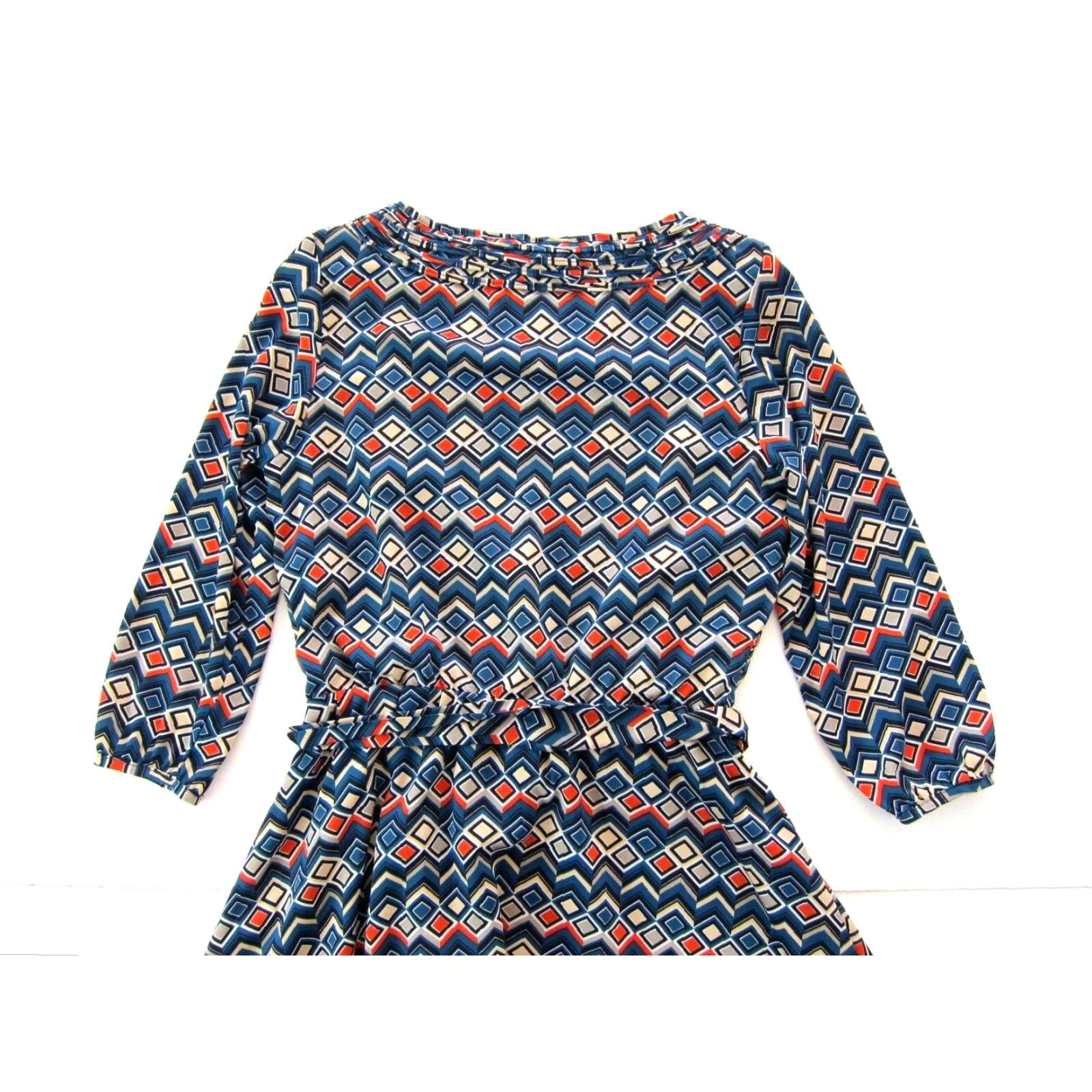 Banana Republic Banana Republic Blue Red Geometric Retro 3/4 Sleeve Sheath Dress 0P Size XS / US 0-2 / IT 36-38 - 6 Thumbnail