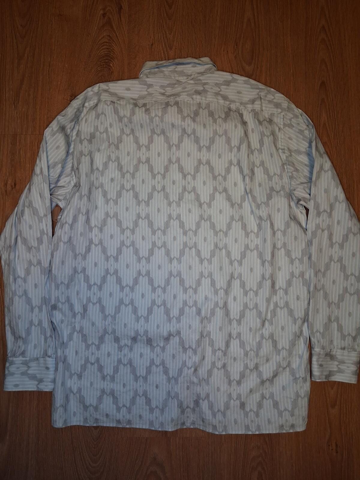 Canali Canali Dress Shirt Mens XXL Blue Abstract Design Cotton Size 48R - 7 Thumbnail