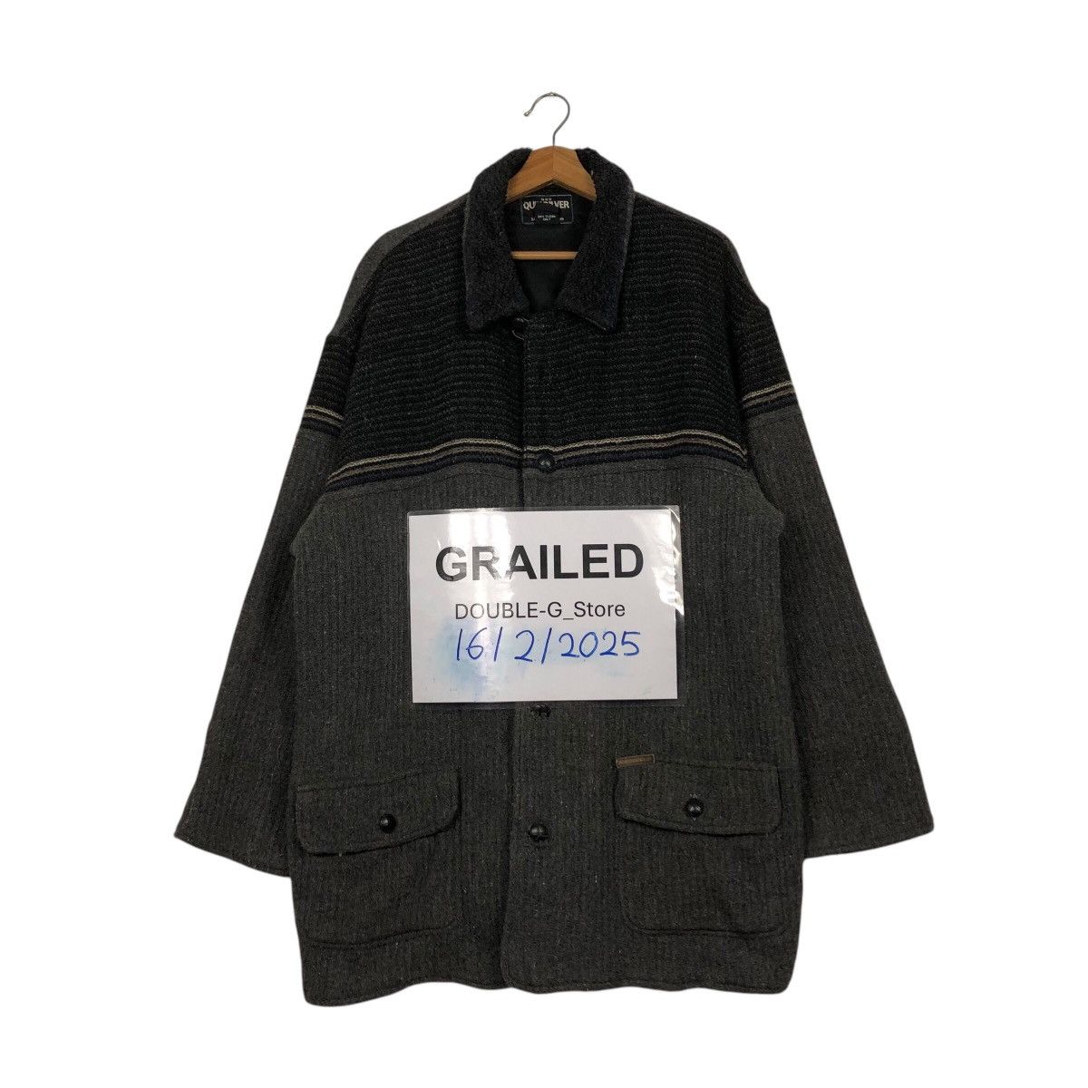 Japanese Brand × Quiksilver × Vintage 📌Vintage Wool Jacket Herringbone Quicksilver Button Size US L / EU 52-54 / 3 - 1 Thumbnail