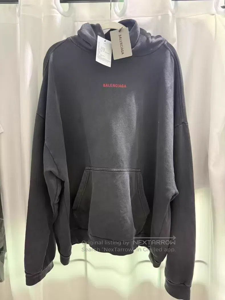 Balenciaga Balenciaga Washed Distressed Embroidered Sweatshirt Hoodie Size US XL / EU 56 / 4 - 1 Thumbnail