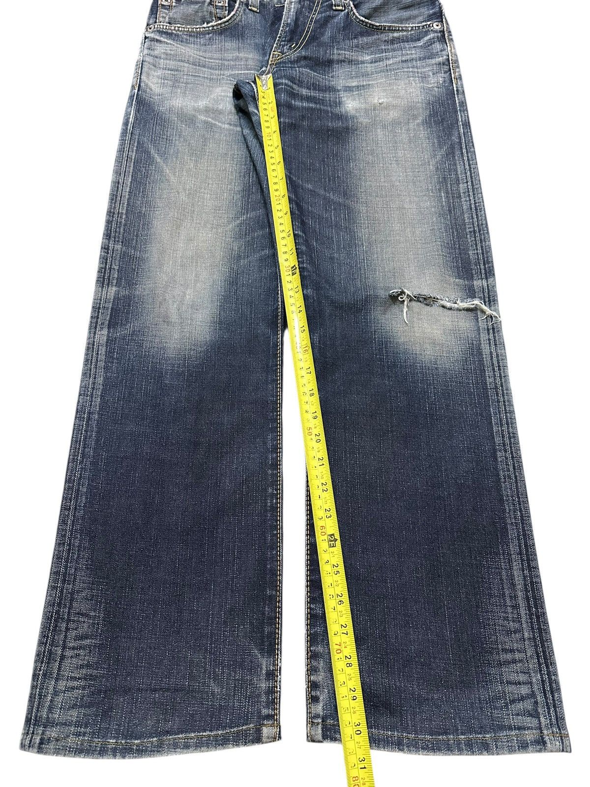 Edwin Vintage Edwin 503 Blue Trip Faded Wash Distress Baggy Jeans Size US 32 / EU 48 - 14 Thumbnail