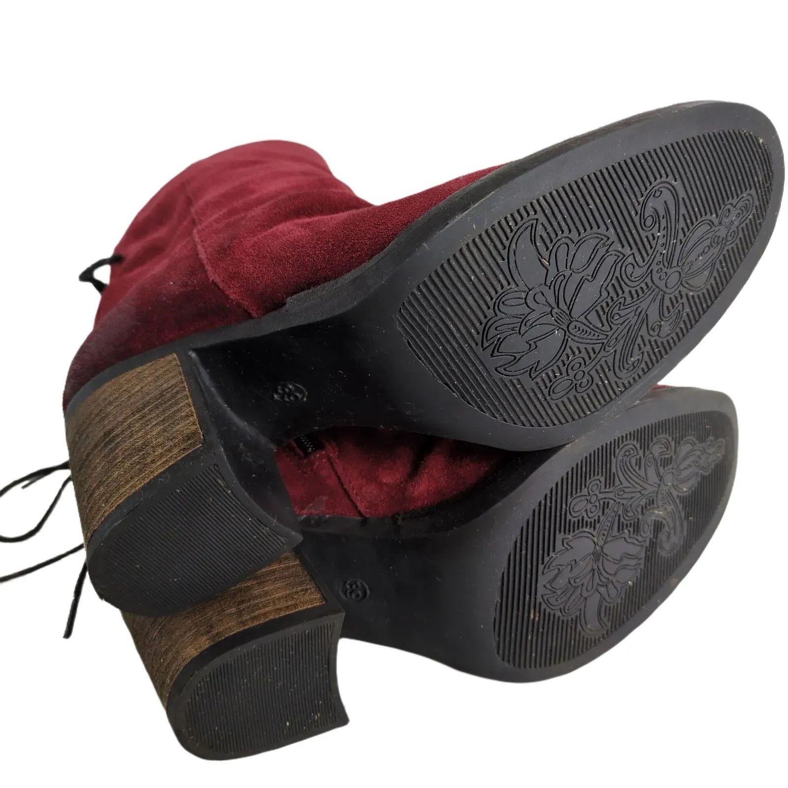 Other UK Bos & Co Barlow Women's 8 Red Suede Ankle Booties Size US 8 / IT 38 - 6 Thumbnail