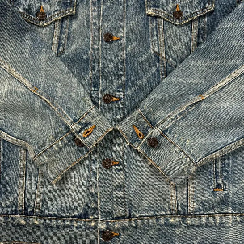 Balenciaga Balenciaga Blue distressed letter all-over print denim jac Size US XS / EU 42 / 0 - 3 Thumbnail