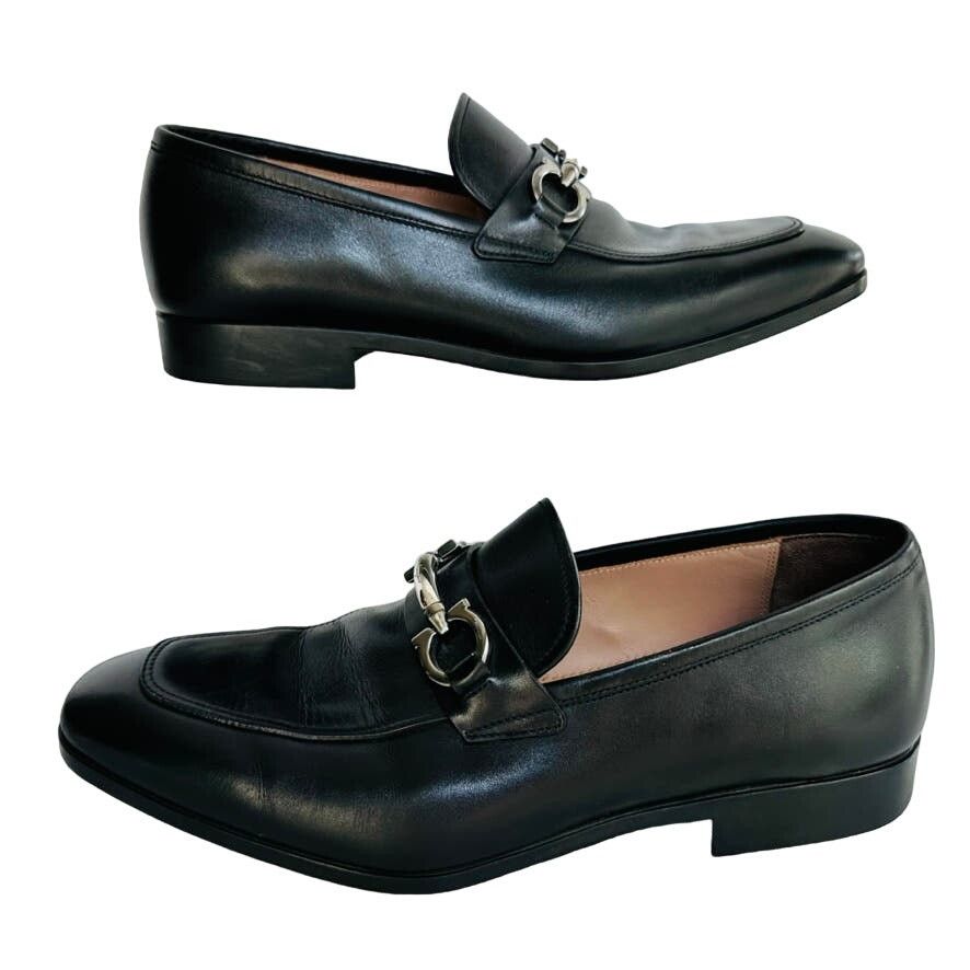 Salvatore Ferragamo Horse bit Loafers black silver Salvatore Ferragamo Mens Silver Horse Bit Black Loafers Size  main image 4