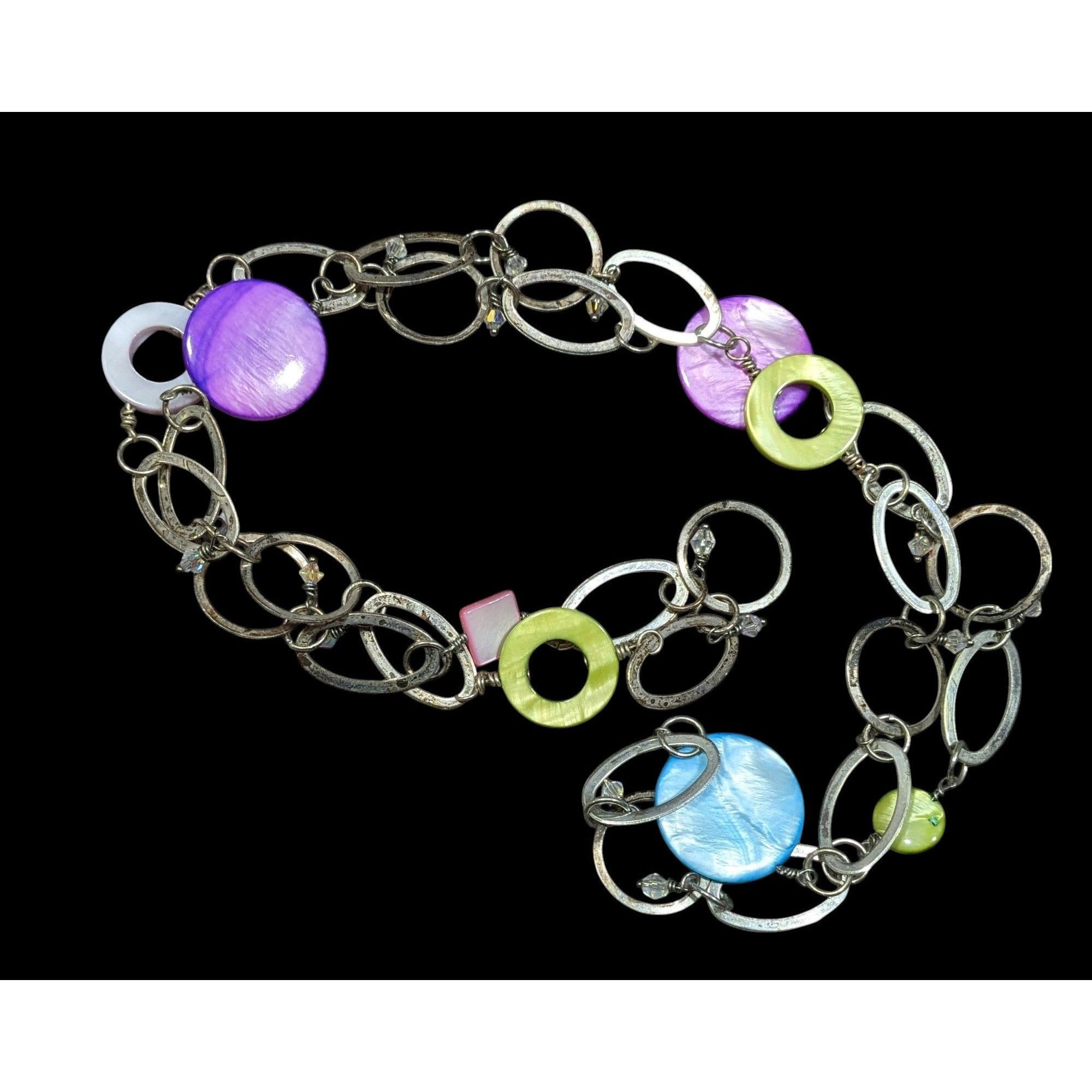 Other Retro Open Link Rainbow Shell Geometric Accent Necklace Size ONE SIZE - 1 Thumbnail
