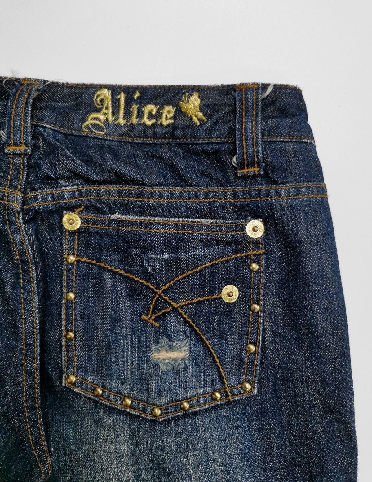 Japanese Brand Alice Parachute Distressed Cargo Denim Jeans Size 29" - 7 Thumbnail