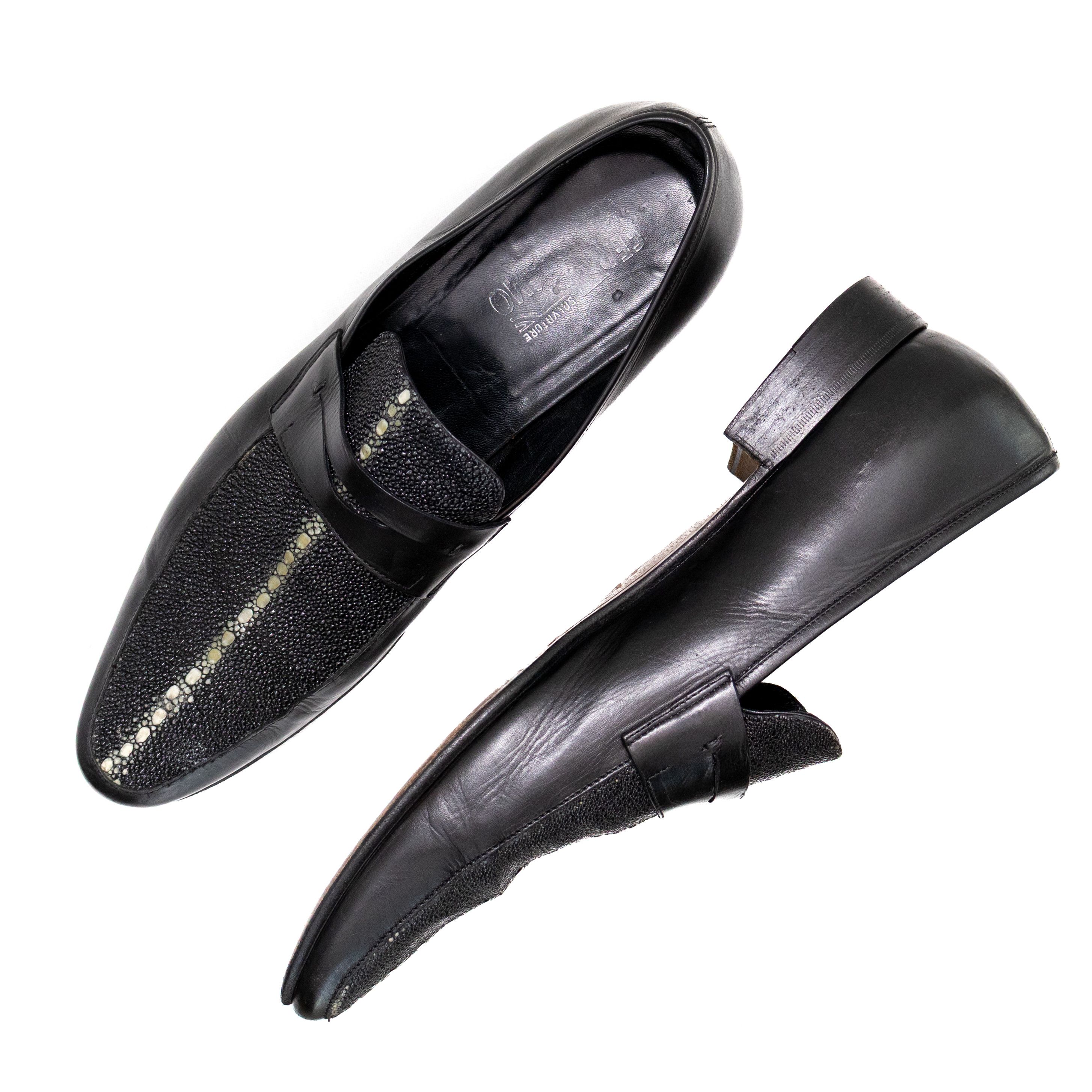 Salvatore Ferragamo Salvatore Ferragamo Stingray Leather Loafers Black US 12 D Size US 12 / EU 45 - 1 Thumbnail
