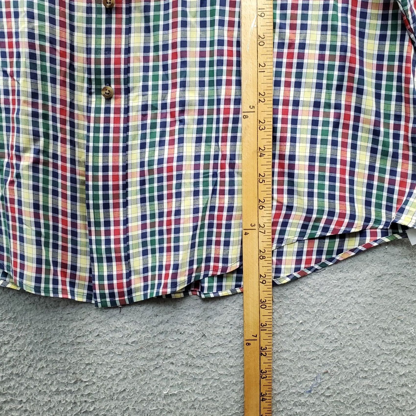 Lands' End Lands' End Dress Shirt Mens Large Multi Checkered Long Sleeve Pocket Button Down Size 42R - 3 Thumbnail