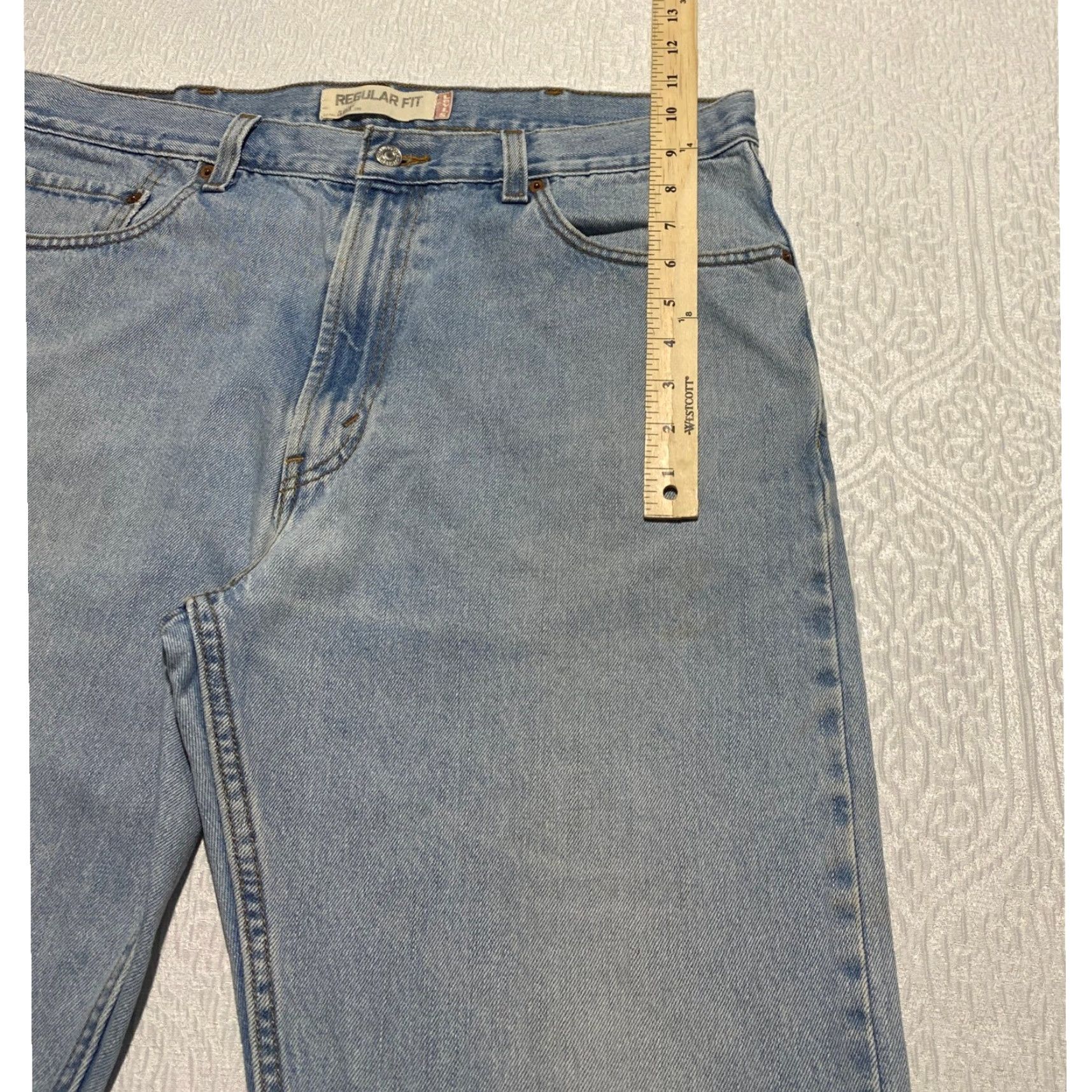 Levi's Levis 505 Regular Fit Jeans Mens 38×32 Light Wash Blue Denim Pants Size US 38 / EU 54 - 2 Thumbnail