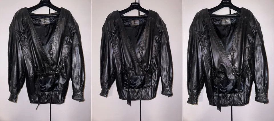 Claude Montana CLAUDE MONTANA POUR IDEAL CUIR Iconic Leather Coat Skirt Set Size M / US 6-8 / IT 42-44 - 4 Thumbnail