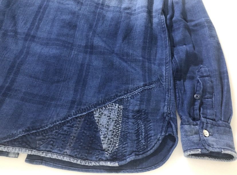 Polo Ralph Lauren PRL plaid blue ombré patchwork distressed wash denim Small Size US S / EU 44-46 / 1 - 6 Thumbnail