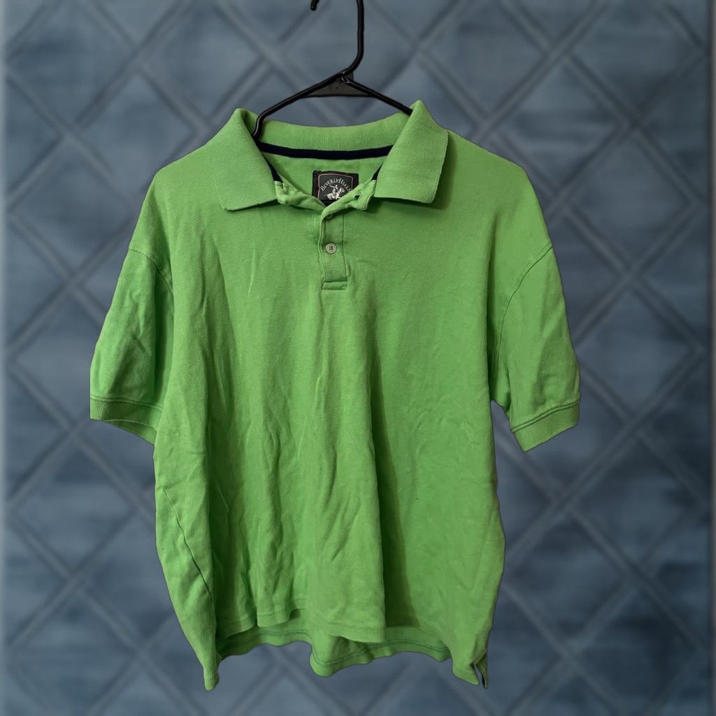 Beverly Hills Polo Club VINTAGE Beverly Hills Polo Club Polo Shirt Shirt Mens Size Large Green Striped 100% Polyester Classic Casual Size US L / EU 52-54 / 3 - 1 Thumbnail
