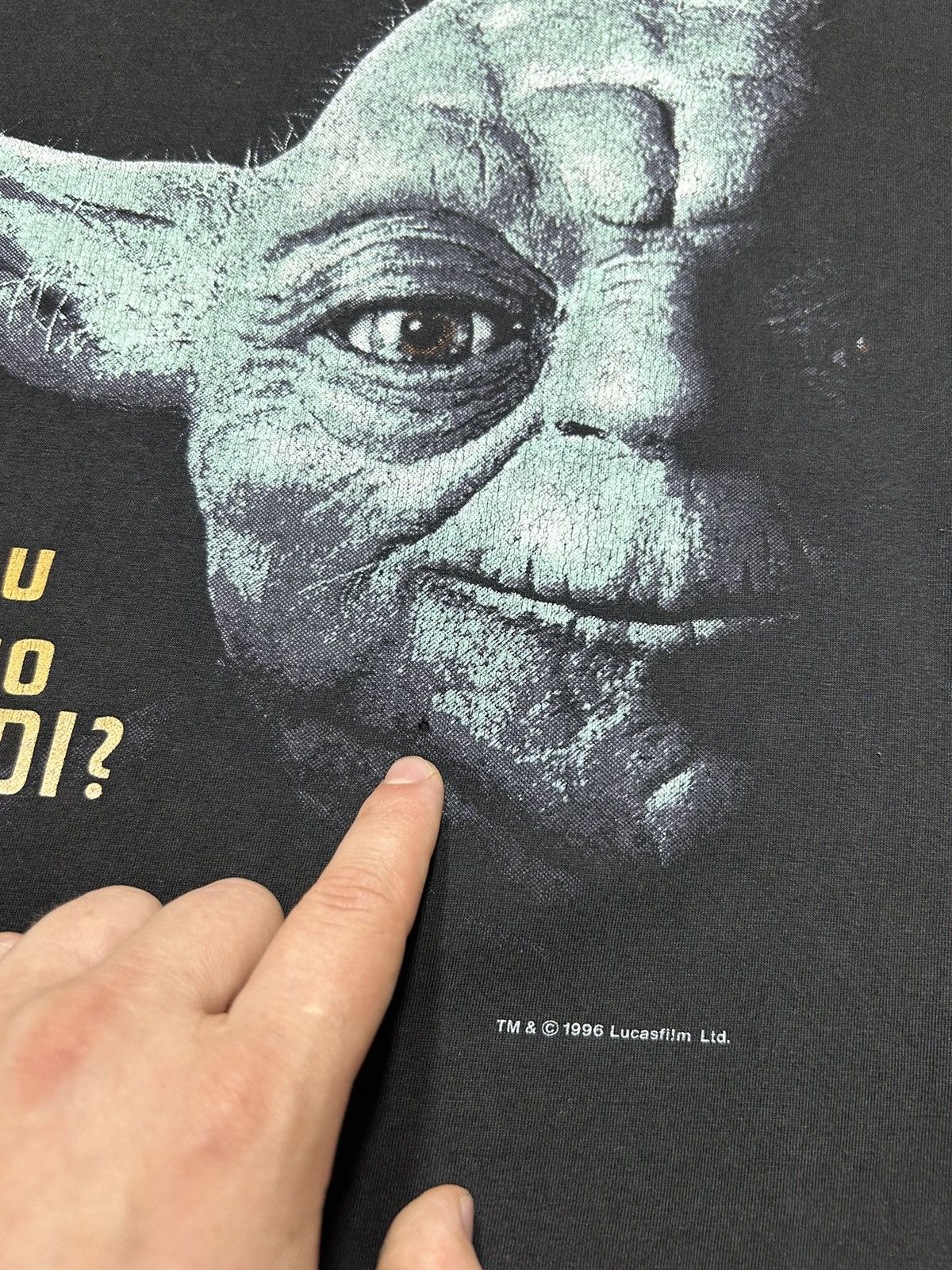 Vintage RARE Vintage 1996 Yoda Want to Be Jedi Star Wars T-Shirt Size US L / EU 52-54 / 3 - 6 Thumbnail