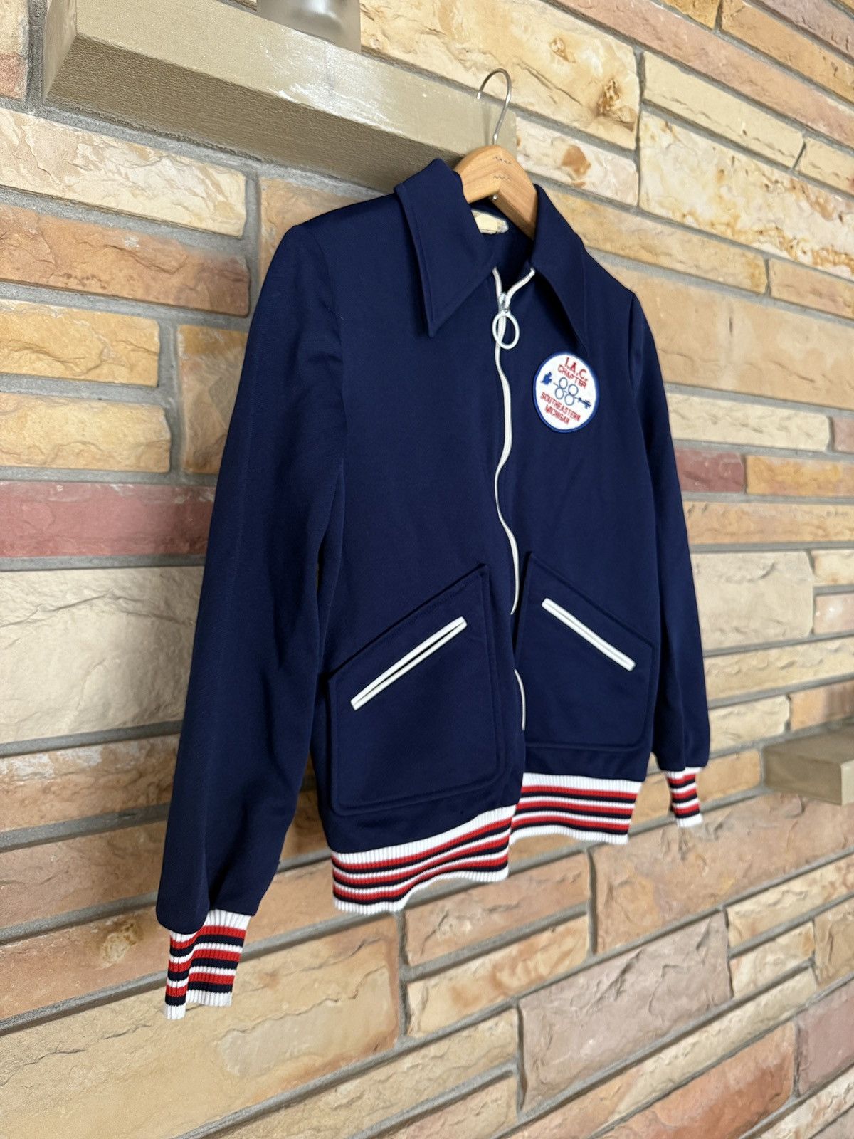 Vintage Vintage 80s Michigan IAC Zip Up Pointed Collar Track Jacket Size US XS / EU 42 / 0 - 5 Thumbnail