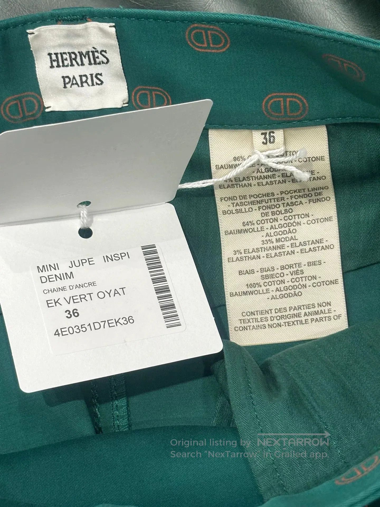 Hermes Hermes Green Denim Mini Skirt. Size US 36 / EU 52 - 7 Thumbnail