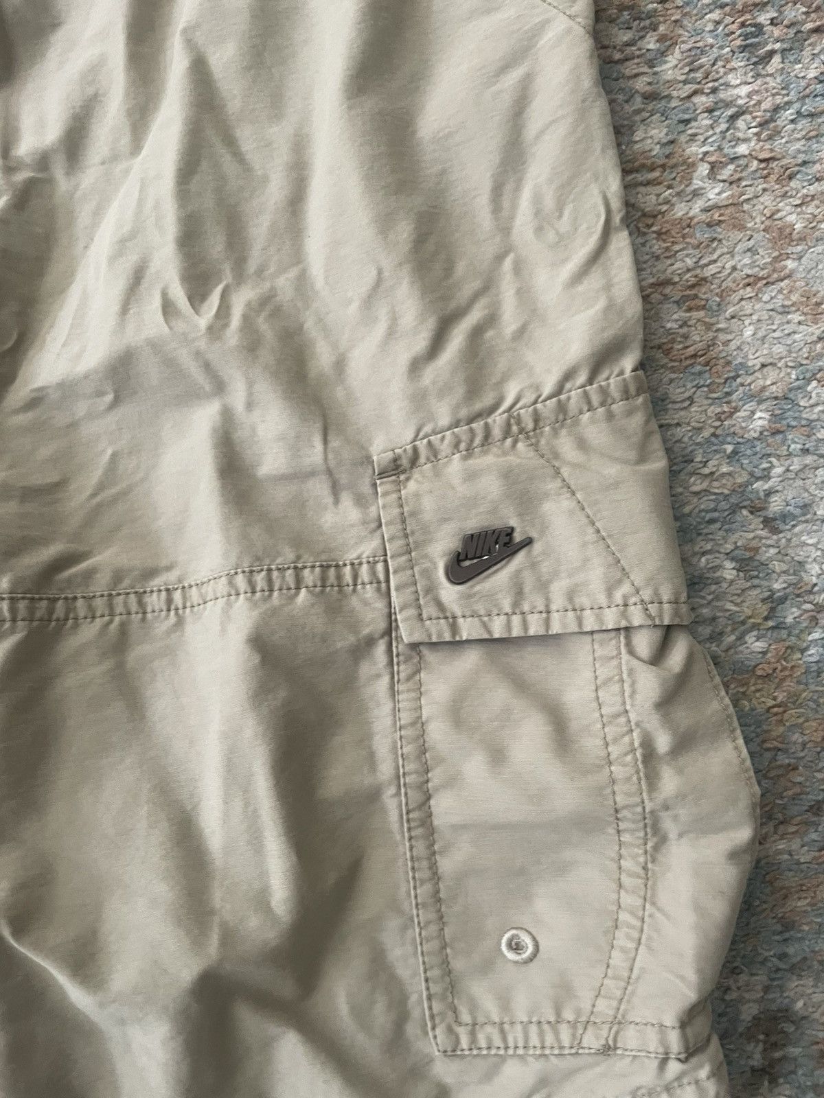 Nike × Vintage VTG Nike Cargo Shorts 36 Brown Metal Logo Faded Drawstring Size US 34 / EU 50 - 2 Thumbnail