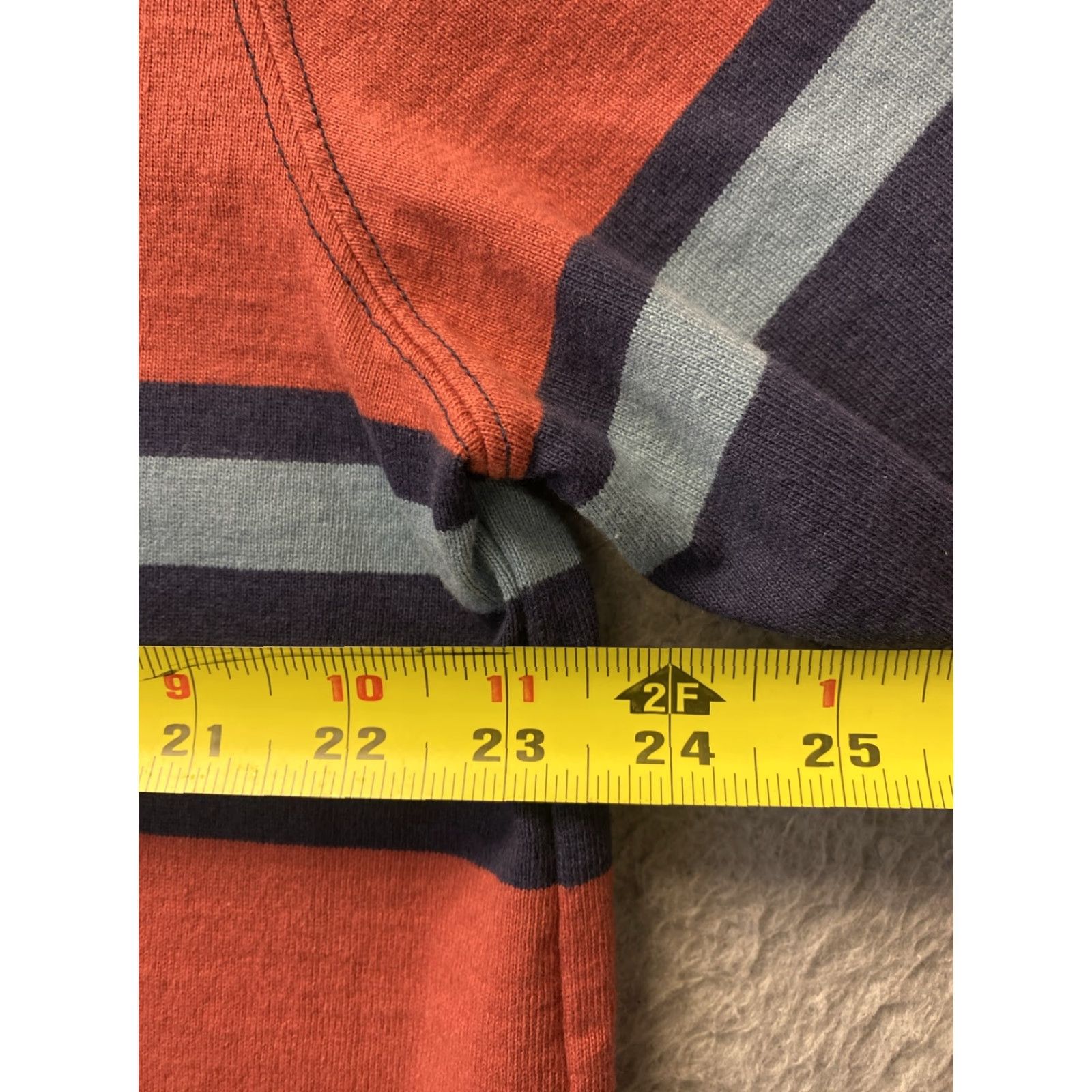 Vintage L.L. Bean Orange Blue Striped Pullover Rugby Sweater Mens Large Casual Regular Fit Size US L / EU 52-54 / 3 - 4 Thumbnail