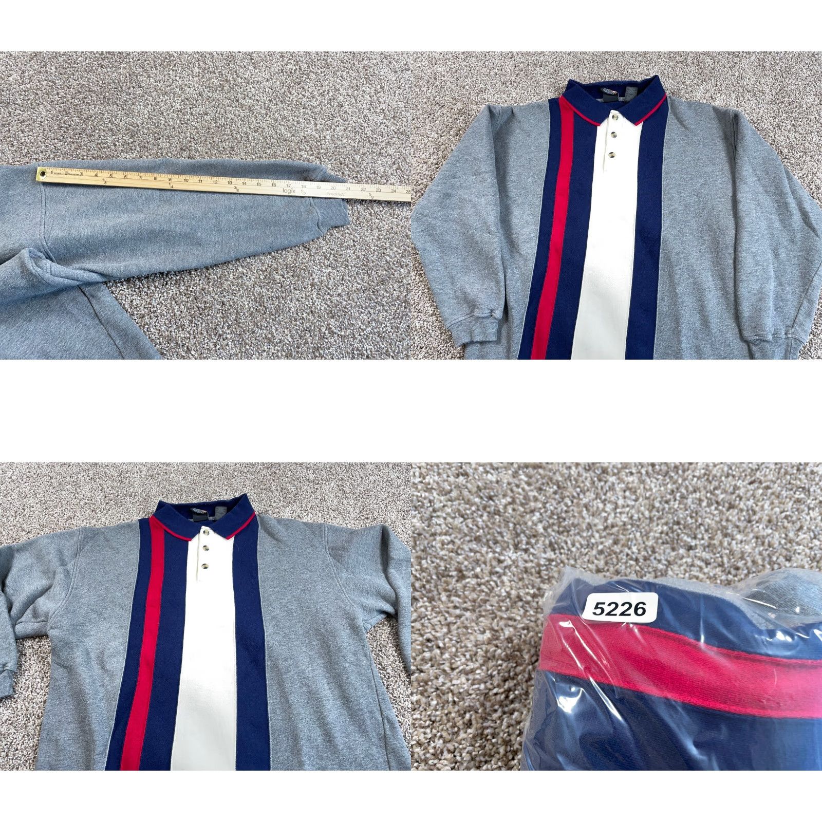 Vintage VINTAGE Olympic Sweater Shirt Men XL Gray Red Blue Striped Collared Pullover 90s Preppy Heavyweight Knit Size US XL / EU 56 / 4 - 8 Thumbnail
