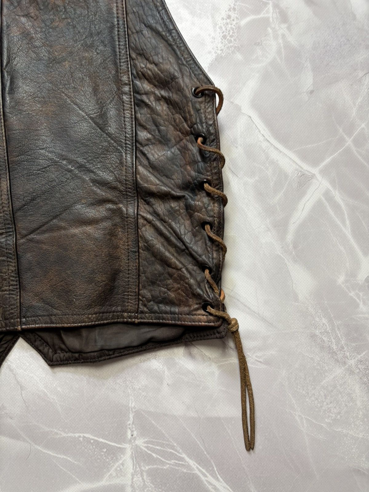 Cowboy Equipment Santa Fe Leather Vest Distressed Cowboy Western Lace-up Size M / US 6-8 / IT 42-44 - 11 Thumbnail