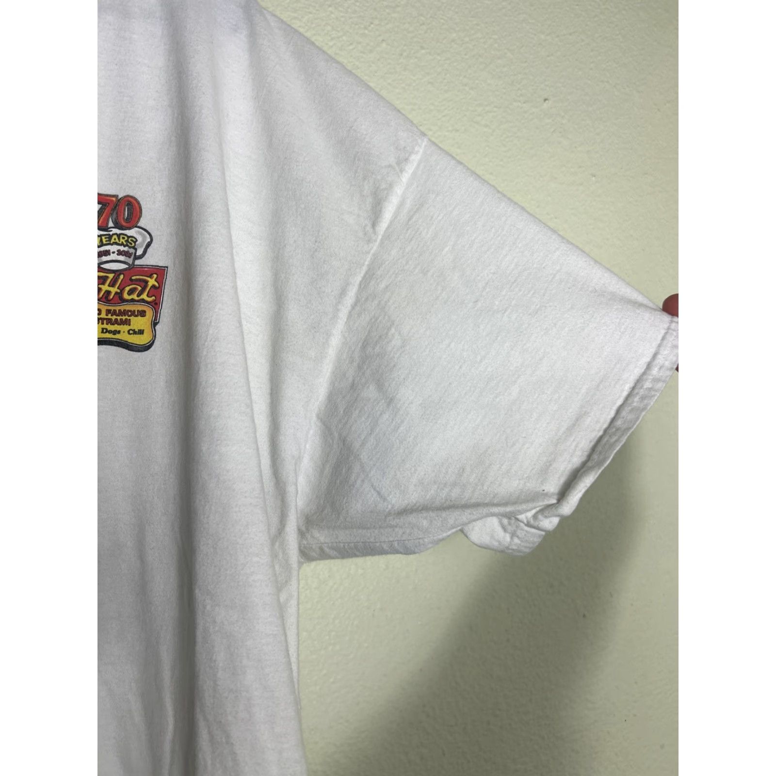 Hanes VINTAGE The Hat Los Angeles White Cotton Graphic 70 Year Anniversary T-Shirt Mens 3XL Size US XXL / EU 58 / 5 - 5 Thumbnail