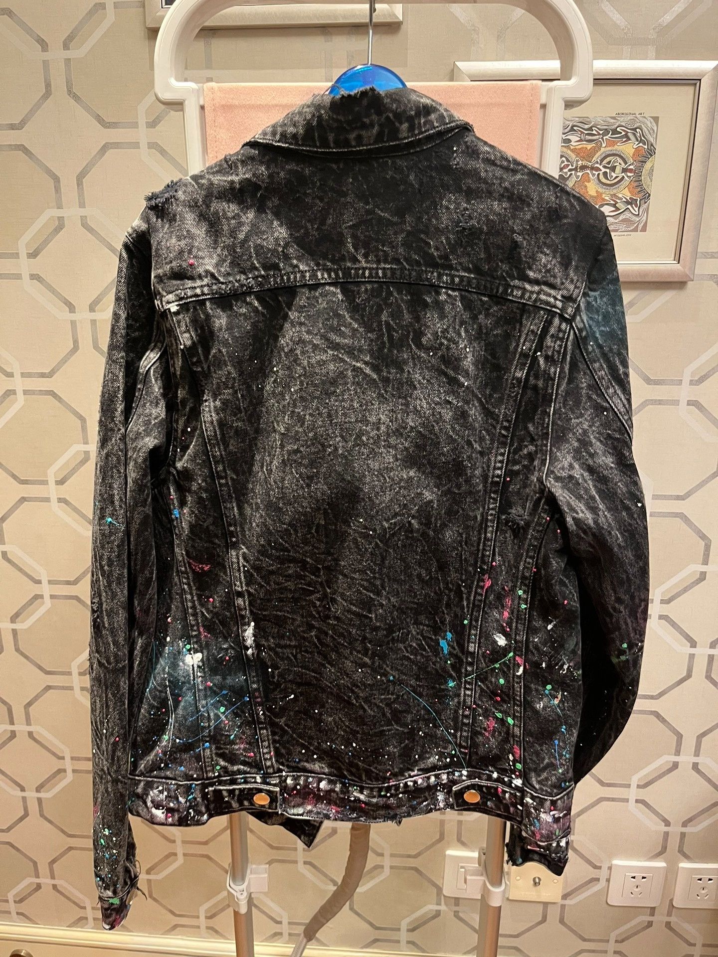 Amiri Amiri Black Spray Paint Distressed Denim Jacket Size US S / EU 44-46 / 1 - 8 Thumbnail