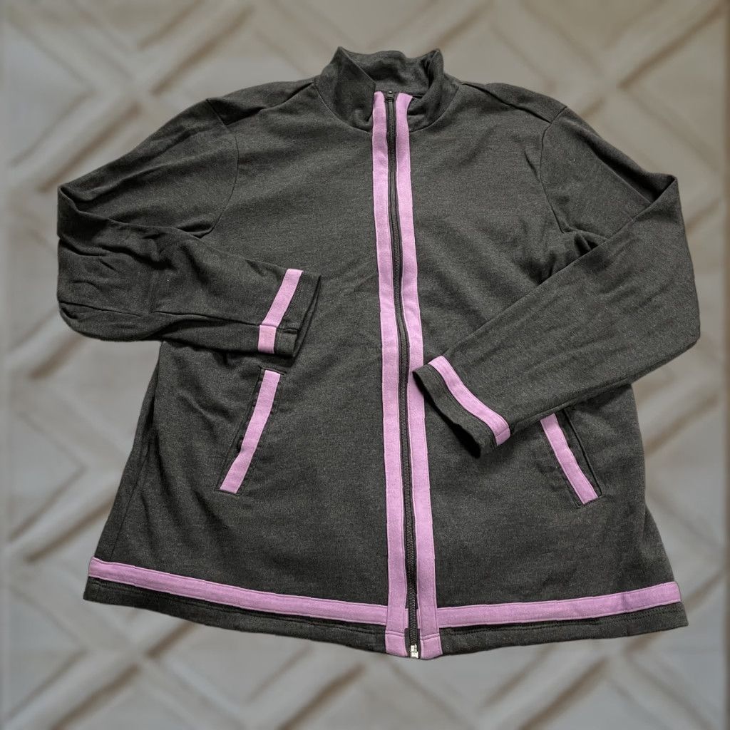 Blair Blair Bomber Jacket Womens M Gray Purple Full Zip High Neck Pockets Casual Size M / US 6-8 / IT 42-44 - 1 Thumbnail