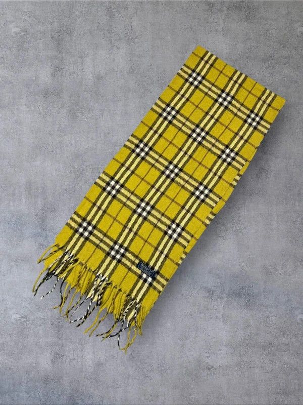 Burberry Vintage Burberry scarf yellow beige cashmere full pattern Size ONE SIZE - 4 Thumbnail