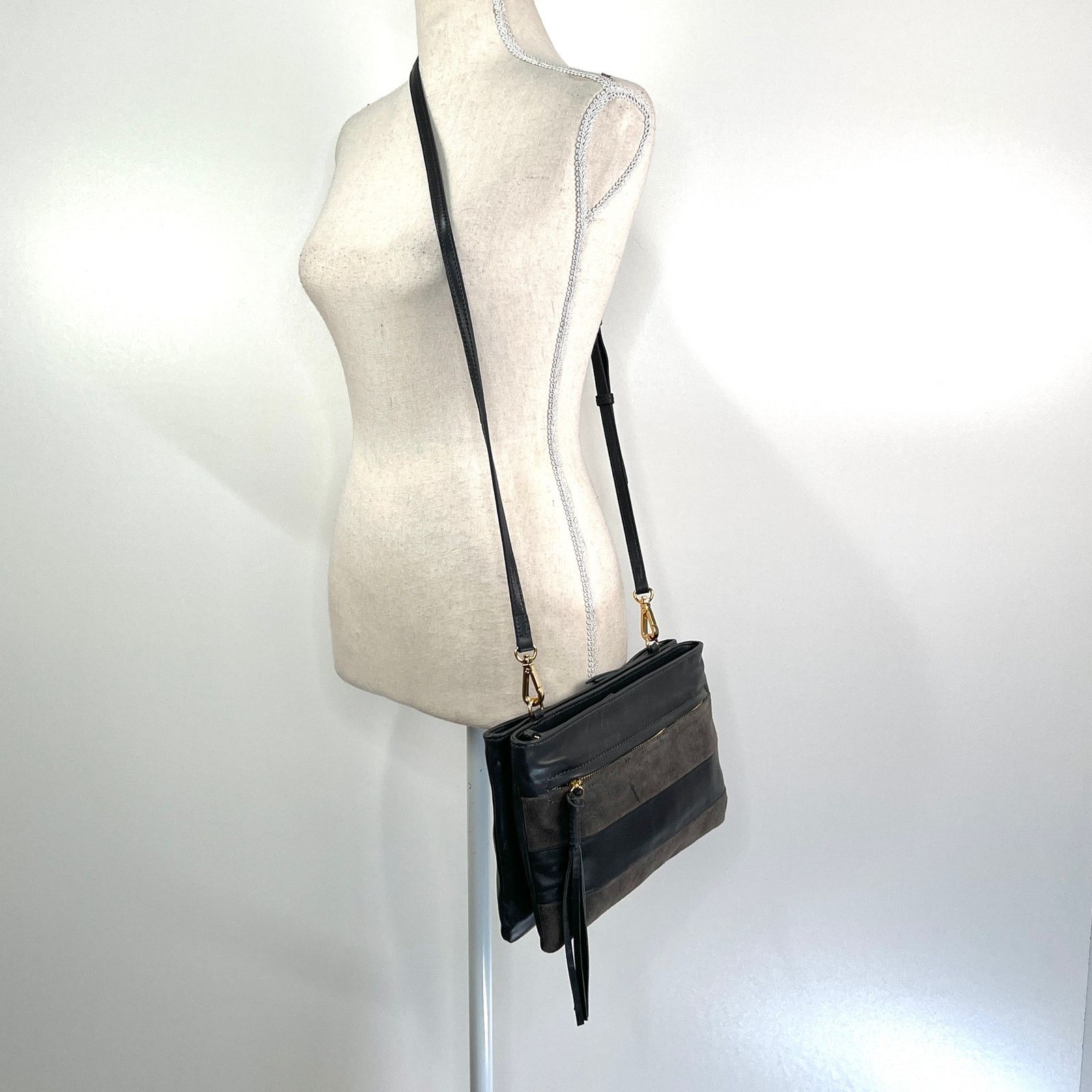 Other Kooba Leather Crossbody Suede Stripes Gray Leather Bag Size ONE SIZE - 2 Thumbnail