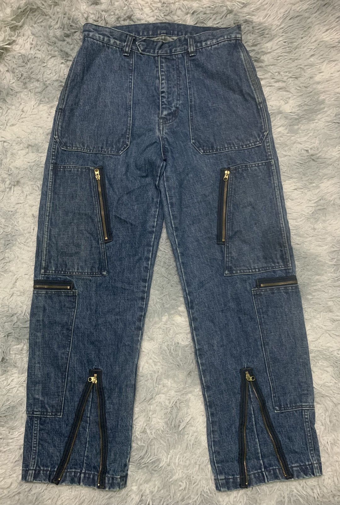 Japanese Brand 90s ABSTRISE BAGGY PANT MULTIPOCKET RARE DESIGN Size US 32 / EU 48 - 1 Thumbnail