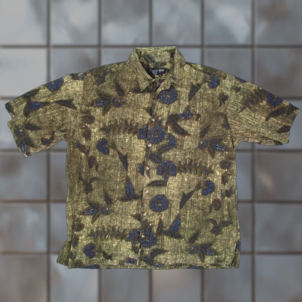 Vintage J. Peterman Mens XL Green Floral Short Sleeve Hawaiian Button Up Shirt Size US XL / EU 56 / 4 - 1 Thumbnail