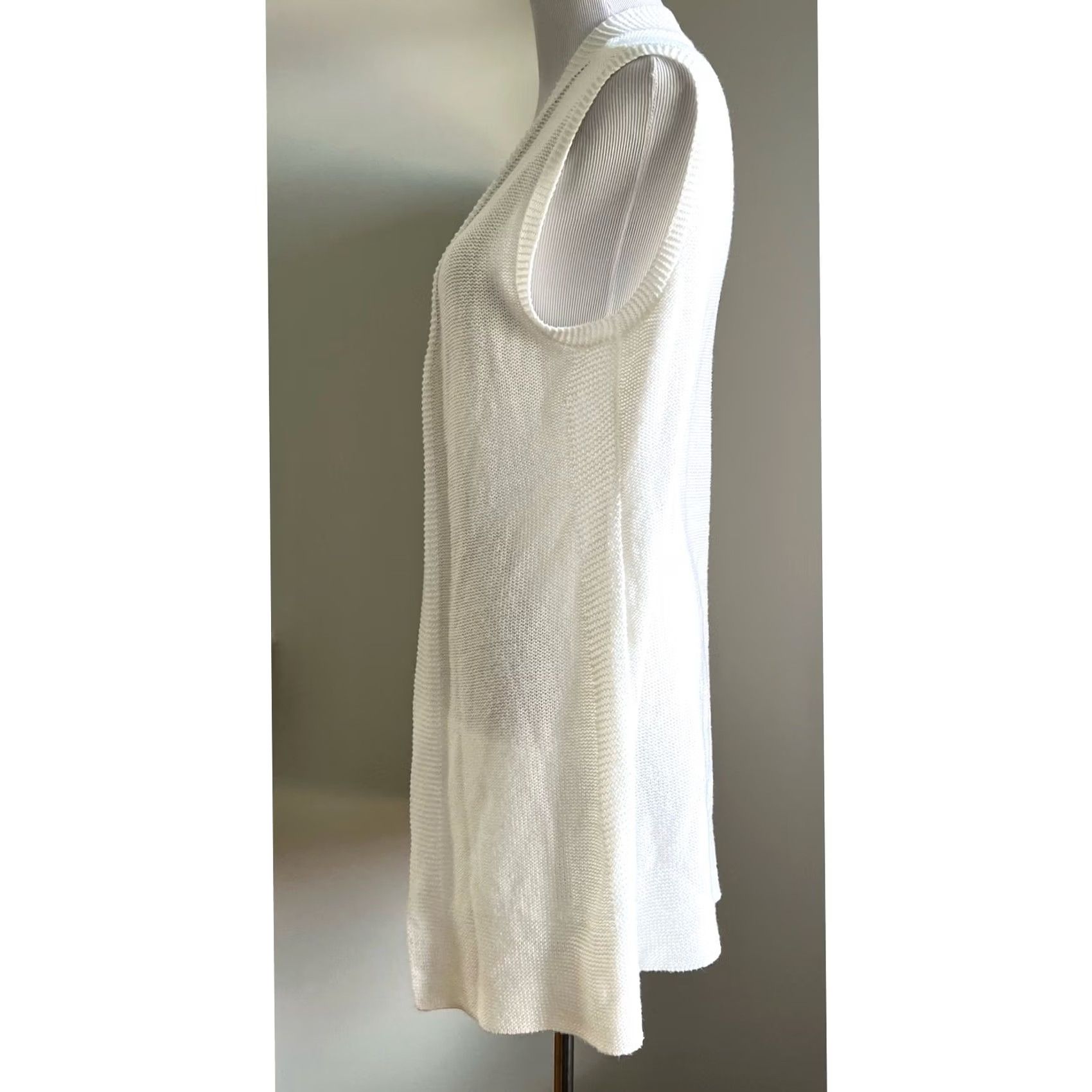 Vintage Chico’s White Sweater Vest Cardigan Knit Sleeveless Tunic Women’s Sz 2 L White Knit Vest Womens Sizes Regular Spring Summer 32” 19” M/L Coastal Womens Size L / US 10 / IT 46 - 3 Thumbnail
