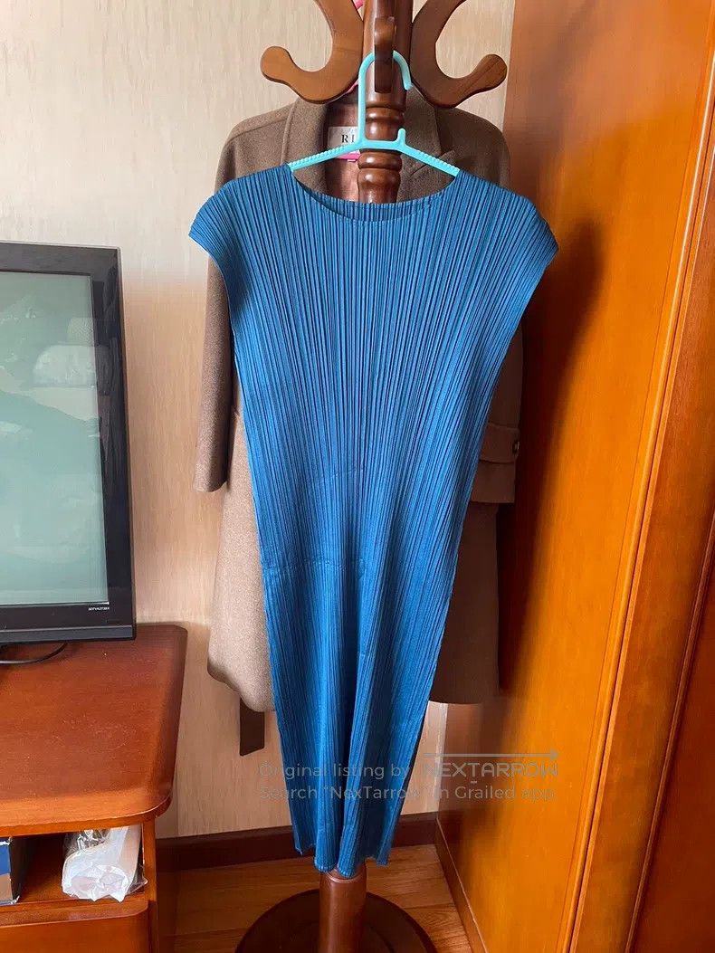 Issey Miyake Issey Miyake Teal Dress Size L / US 10 / IT 46 - 3 Thumbnail