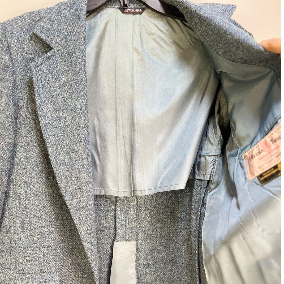 Harris Tweed × Vintage Harris Tweed Blue Wool Blazer Single Breasted 2 Button Size 42R - 10 Thumbnail