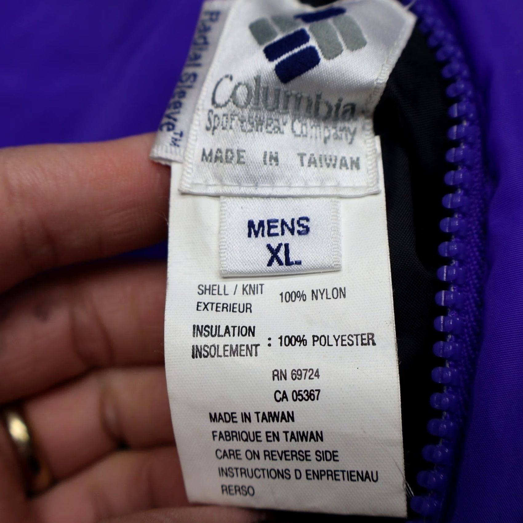 Rains VINTAGE Columbia Jacket Mens XL Purple Insulated Full Zip 90s Size US XL / EU 56 / 4 - 7 Thumbnail