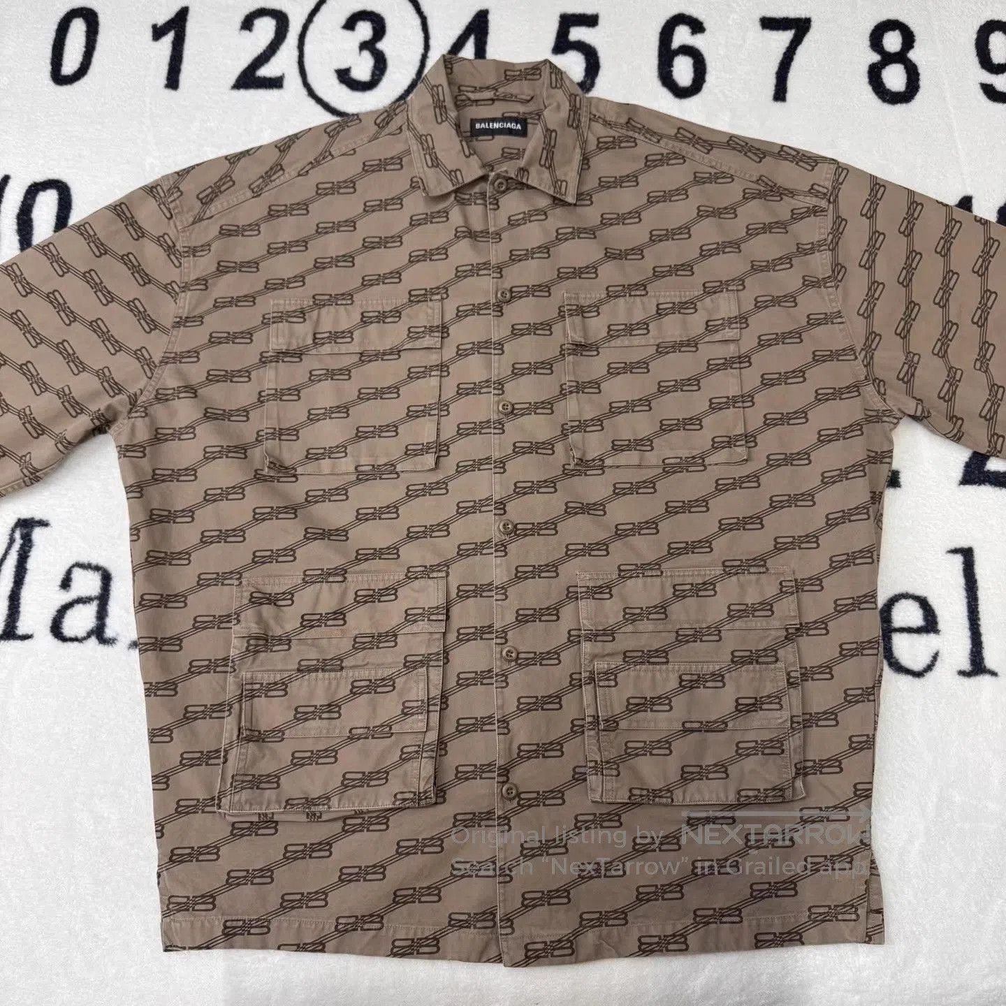 Balenciaga Brown Patterned Short Sleeve Utility Shirt XL. Size US XL / EU 56 / 4 - 1 Thumbnail