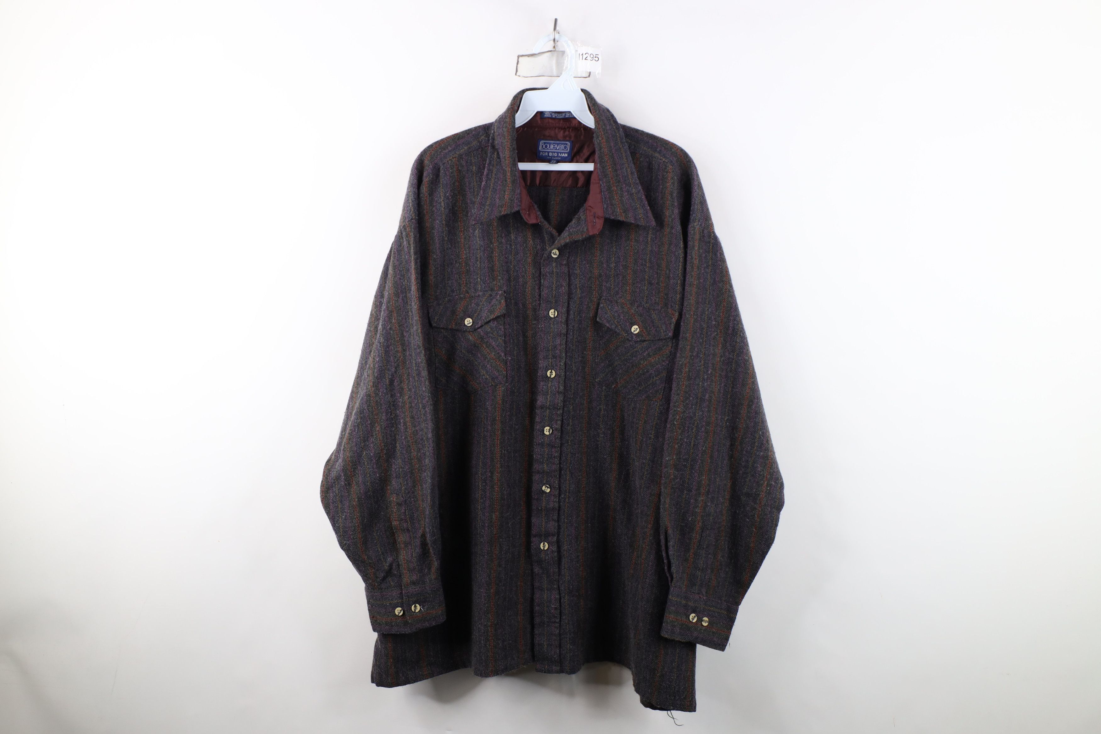 Vintage Vintage 80s 90s Streetwear Flannel Knit Striped Button Shirt Size US XXL / EU 58 / 5 - 1 Thumbnail