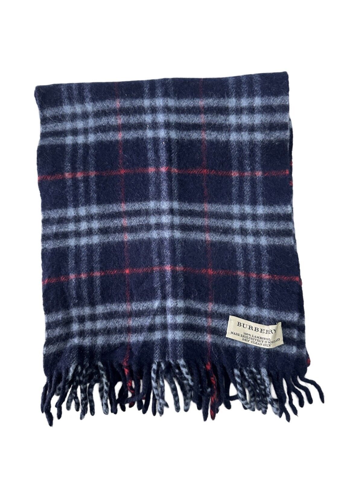 Burberry Burberry Authentic Scarf BLUE 100% Lambswool Unisex Scarf M Size ONE SIZE - 5 Thumbnail